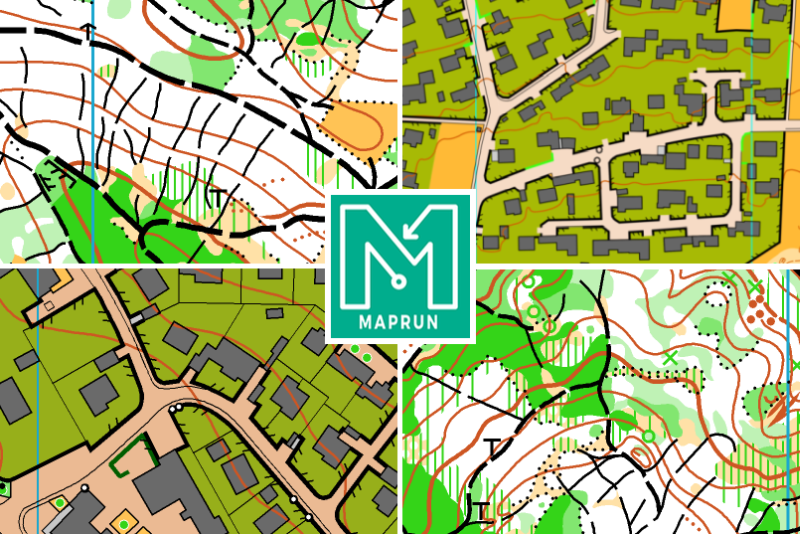 Kartenausschnitte der vier Gelände der Landshuter MapRun-Serie 2026 Kartenausschnitte der vier Gelände der Landshuter MapRun-Serie 2026